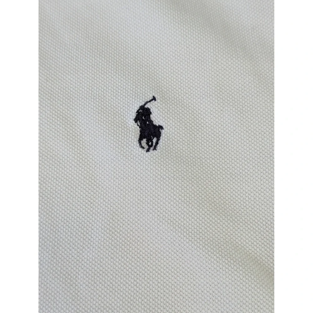 Polo Ralph Lauren Mens Large Off White Cotton Pique Short Sleeve Polo Shirt